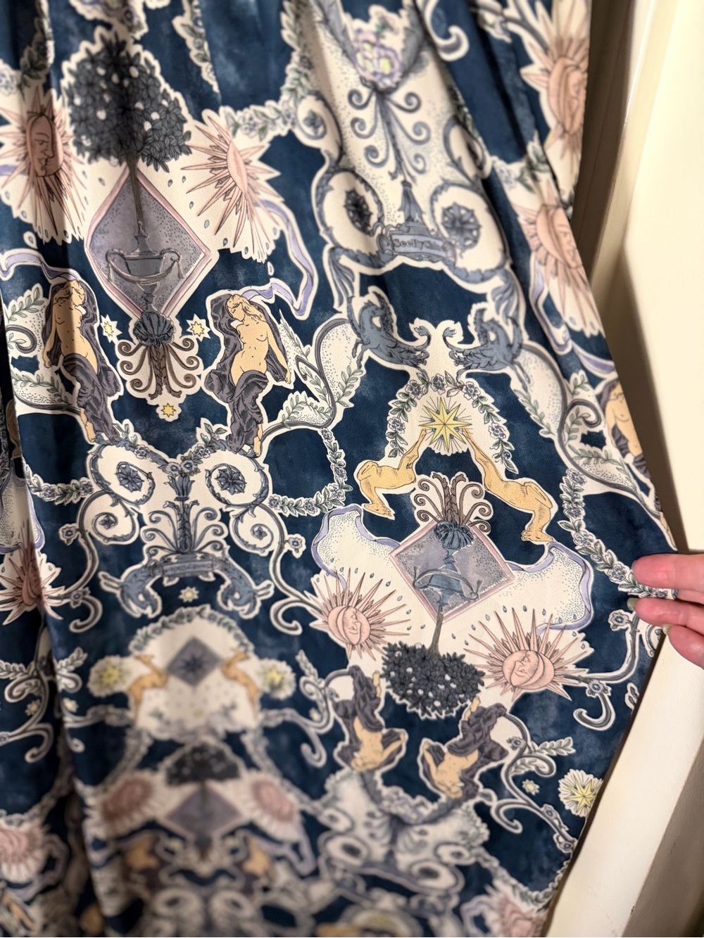 See by Chloe Boho Floral Tie-Neck Maxi Dress in Blue and Cream - Picture 5 of 7